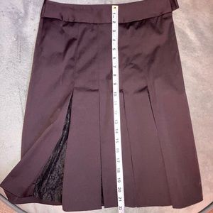 G2000 Brown Pleated Skirt With Black Lace Inserts Size 3 ‘90s/Y2K Asian Workwear